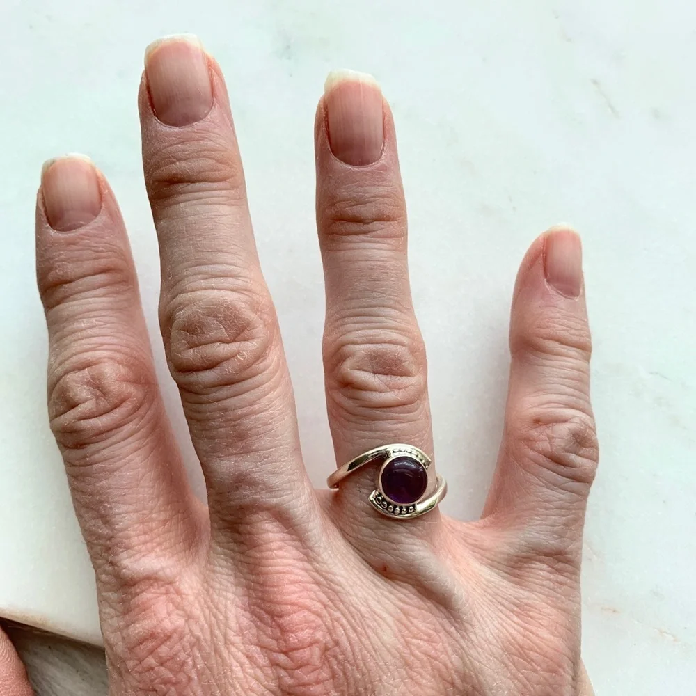 Natural Amethyst 925 Silver ring